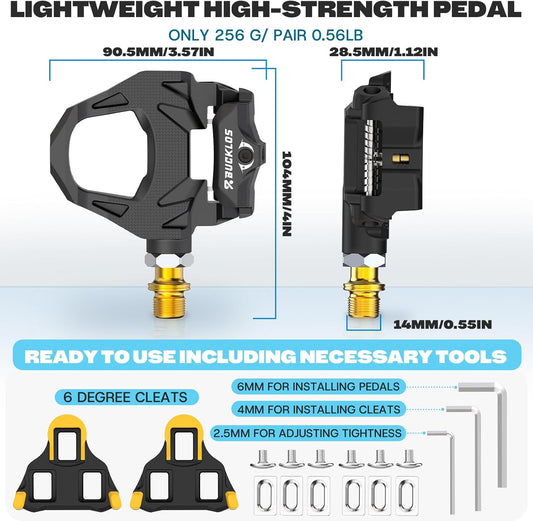 Road Bike Pedals Compatible with Shimano SPD-SL Cleats - Bicycle Clipless Titanium Sealed Bearing