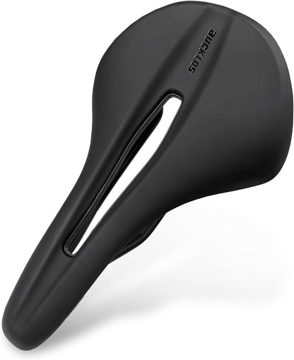 Comfortable Vacuum Leather Bike Saddle with Cr-Mo Rail for Mountain