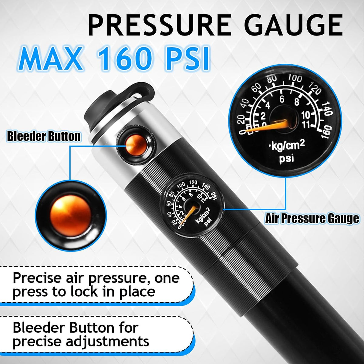 Mini Bike Pump with Pressure Gauge