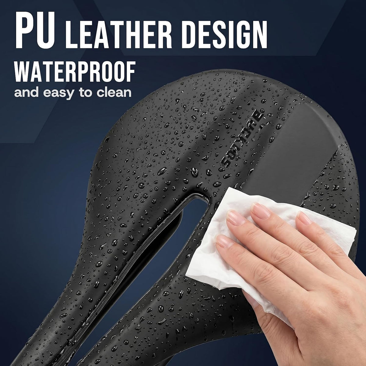 Comfortable Vacuum Leather Bike Saddle with Cr-Mo Rail for Mountain